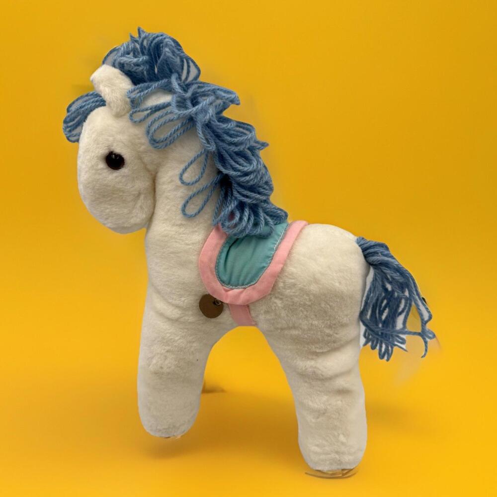 VTG 1989 Hallmark White Horse Plush Stuffed Animal Wind Up Musical Nursery
